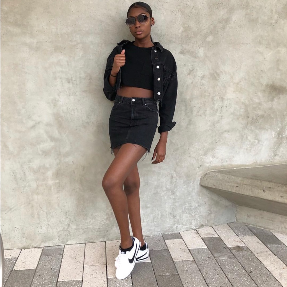 Topshop Black Denim Skirt